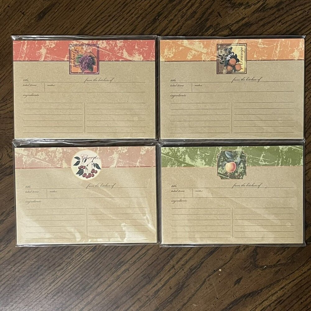 Michaels Blank Fruitful Harvest Fruit Recipe Cards Lot of 4 Packs 72 Total NOS
